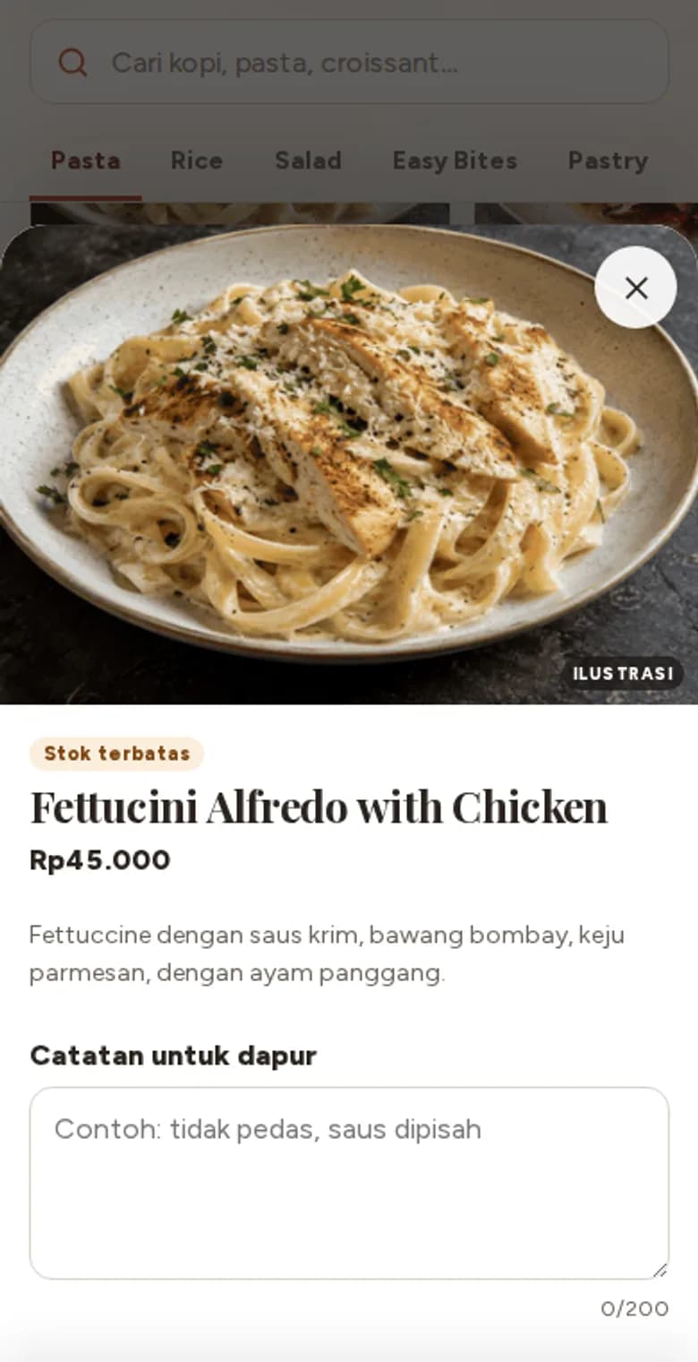 Tamu memesan dari meja tanpa menunggu pelayan.